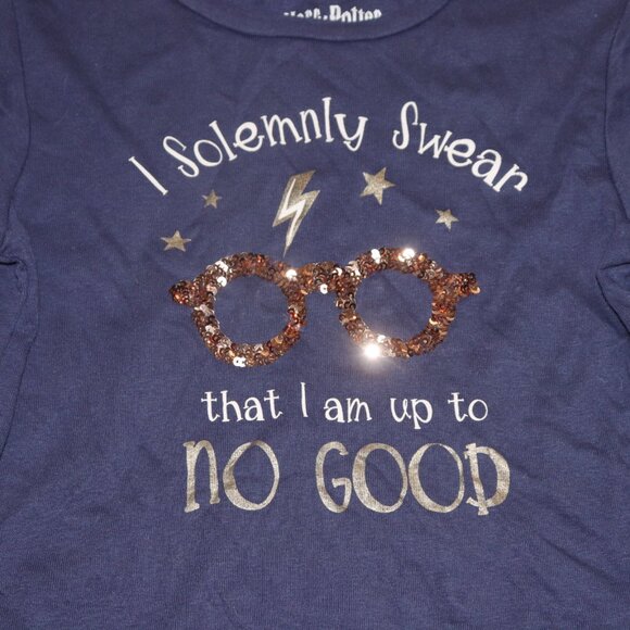 ⚡ Harry Potter Shirt · “I Solemnly Swear” · Sequined Glasses · Size M (8) - Picture 4 of 5